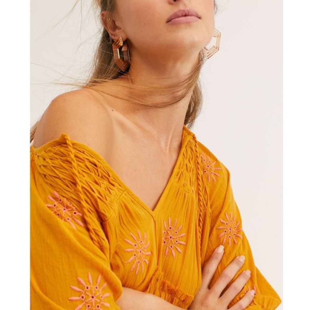 🔶Free People Celestial Skies Midi Dress Marigold, size S 🔶